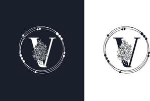 modelo de design de logotipo floral minimalista letra v vetor