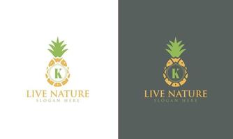 vetor de design de logotipo de letra k minimalista de ícone de abacaxi