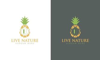 vetor de design de logotipo de letra u minimalista de abacaxi