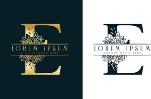 modelo de design de logotipo floral minimalista letra e vetor