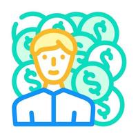 ilustração em vetor ícone de cor de gerente de ganhos de dinheiro