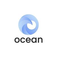 modelo de design de logotipo gradiente 3d de onda do sol do oceano vetor
