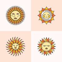 coleção de logotipo de símbolo de rosto de sol vetor