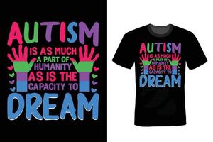 design de camiseta de autismo, vintage, tipografia vetor