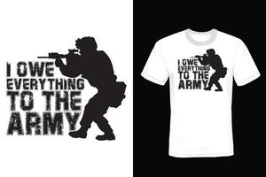 design de camiseta do exército, vintage, tipografia vetor
