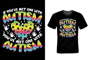 design de camiseta de autismo, vintage, tipografia vetor