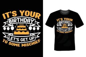 design de camiseta de aniversário, vintage, tipografia vetor