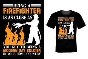 design de camiseta de bombeiro, vintage, tipografia vetor