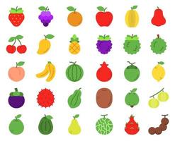 conjunto de ícones de frutas, vetor, ilustração. vetor