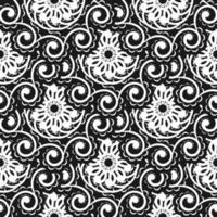 papel de parede em um padrão de estilo barroco. elemento floral preto e branco. ornamento gráfico para papel de parede, tecido, embrulho, embalagem. ornamento floral do damasco. vetor