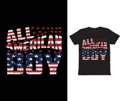 design de camiseta de menino americano, design de dia independente. vetor