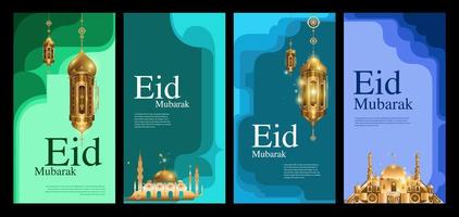 ilustração de design islâmico eid mubarak vetor