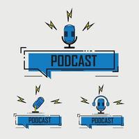 logotipo do podcast. ícone de rádio, microfone vetor