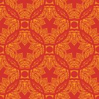 sem costura padrão vermelho-laranja com luxo, vintage, ornamentos decorativos. bom para menus, cartões postais, papel de parede e tecido. ilustração vetorial. vetor