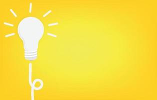 conceito criativo de trabalhar para objetivos e realizações, vetor de lâmpada branca brilhante e doodle em fundo amarelo.