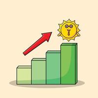 empresário de sol bonito com um gráfico de deflação vetor