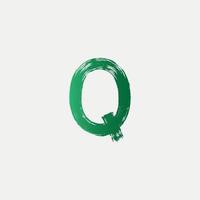 logotipo de letra q escovado verde. design de letras de pincel com design de pincelada. vetor livre
