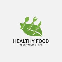design de logotipo de menu de comida saudável orgânica vetor