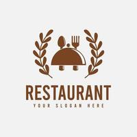 design de modelo de logotipo de restaurante simples e limpo na cor marrom, adequado para restaurantes, cafés, lojas, barracas de comida, menus de comida, etc. vetor