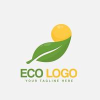 design de logotipo de folha verde natural, vetor de ícone orgânico ecologicamente correto