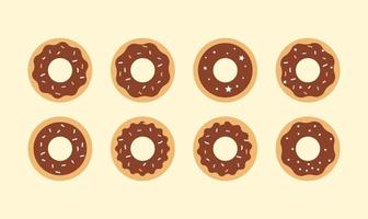 conjunto de donuts de chocolate vetor