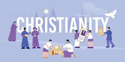 composição plana de texto de cristianismo vetor