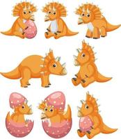 coleção de dinossauros triceratops laranja diferente vetor