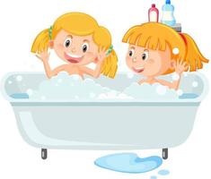 crianças felizes na banheira vetor