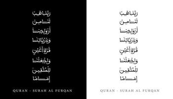nome de caligrafia árabe traduzido 'alcorão - sura al furqan' letras árabes alfabeto fonte letras ilustração em vetor logotipo islâmico