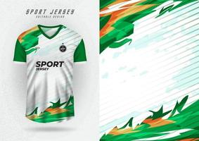 fundo de maquete para uma camisa esportiva branca com listras laterais verdes. vetor