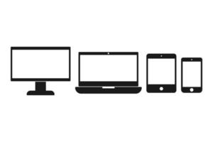 coleção de ícones de computador desktop, laptop e smartphone com cores editáveis por vetor