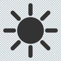 ícone de sol para brilho isolado no fundo em branco, cor editável vetor