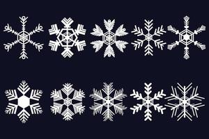 vetor de floco de neve branco isolado em fundo preto, ilustração para decoração de cartão de natal, conceito de inverno