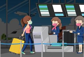 personagens de desenhos animados de pessoas no aeroporto