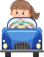 linda garota dirigindo desenho de carro vetor