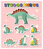 conjunto de personagens de desenhos animados de dinossauro estegossauro fofos vetor