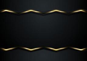 modelo de apresentação estilo de luxo 3d linhas douradas chevron em fundo preto com efeito de iluminação vetor