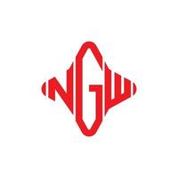 design criativo do logotipo da letra ngw com gráfico vetorial vetor