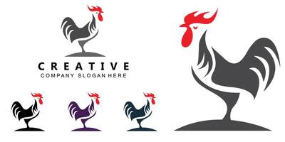 design de logotipo de frango frito, animais de fazenda transformados em comida pelo chef, ilustração vetorial premium vetor