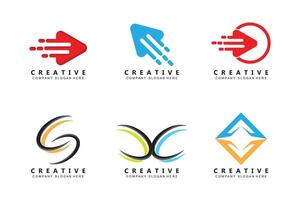 design de logotipo de seta, ilustração de direção e logotipo de jogo vetor