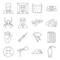 conjunto de ícones de símbolos de fobia, estilo de estrutura de tópicos vetor