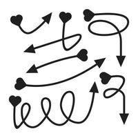 doodle setas ilustração vetorial de forma de coração vetor