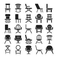 conjunto de ícones de cadeira vetor