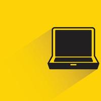 ícone de laptop na ilustração vetorial de fundo amarelo vetor