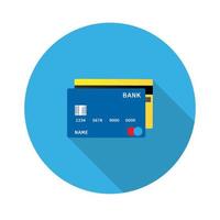 ícone plano de cartão de crédito, ilustração de view.vector frontal e traseira em um estilo simples, com uma sombra caindo. 10 eps.