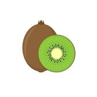 frutas para um estilo de vida saudável. kiwi, fruta inteira e meia. ilustração vetorial ícone plana dos desenhos animados isolado no fundo branco.10 eps. vetor