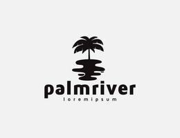 ilustração de logotipo de palmeira e rio vetor