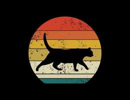 design de ilustração de silhueta de gato preto retrô vetor