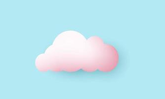 design de ícone azul de nuvem 3d rosa realista de vetor exclusivo isolado em