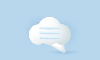 mensagem de bate-papo de bolha de nuvem de fala única ícone 3d de mídia social isolado no vetor